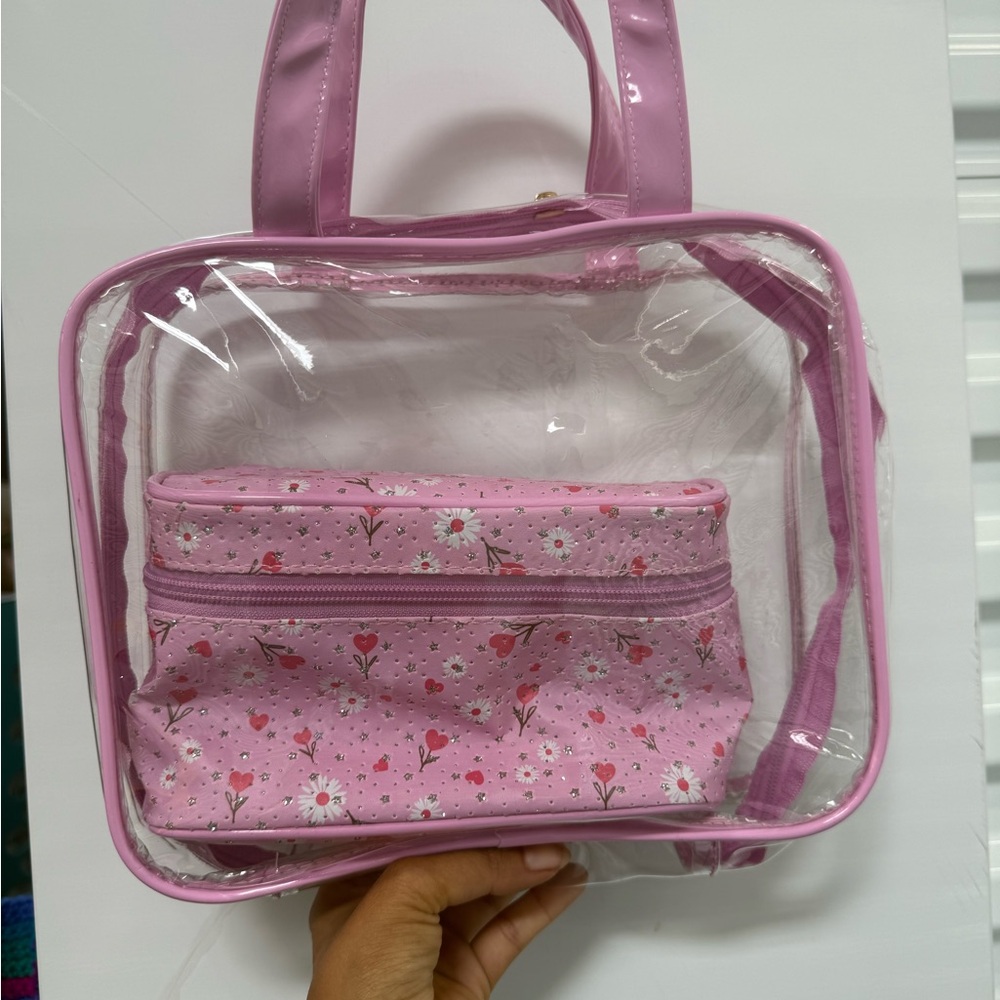 Pink Floral Transparent Tote Bag